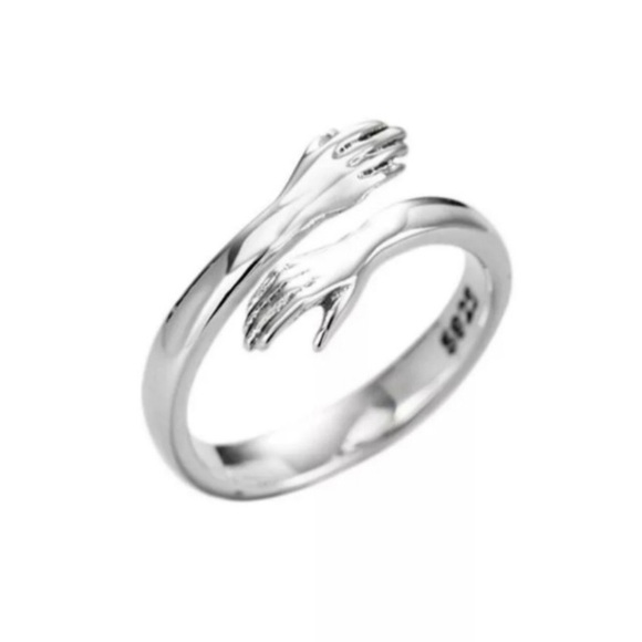 Sterling Silver Hug your Hands& Fingers Ring - Picture 2 of 5